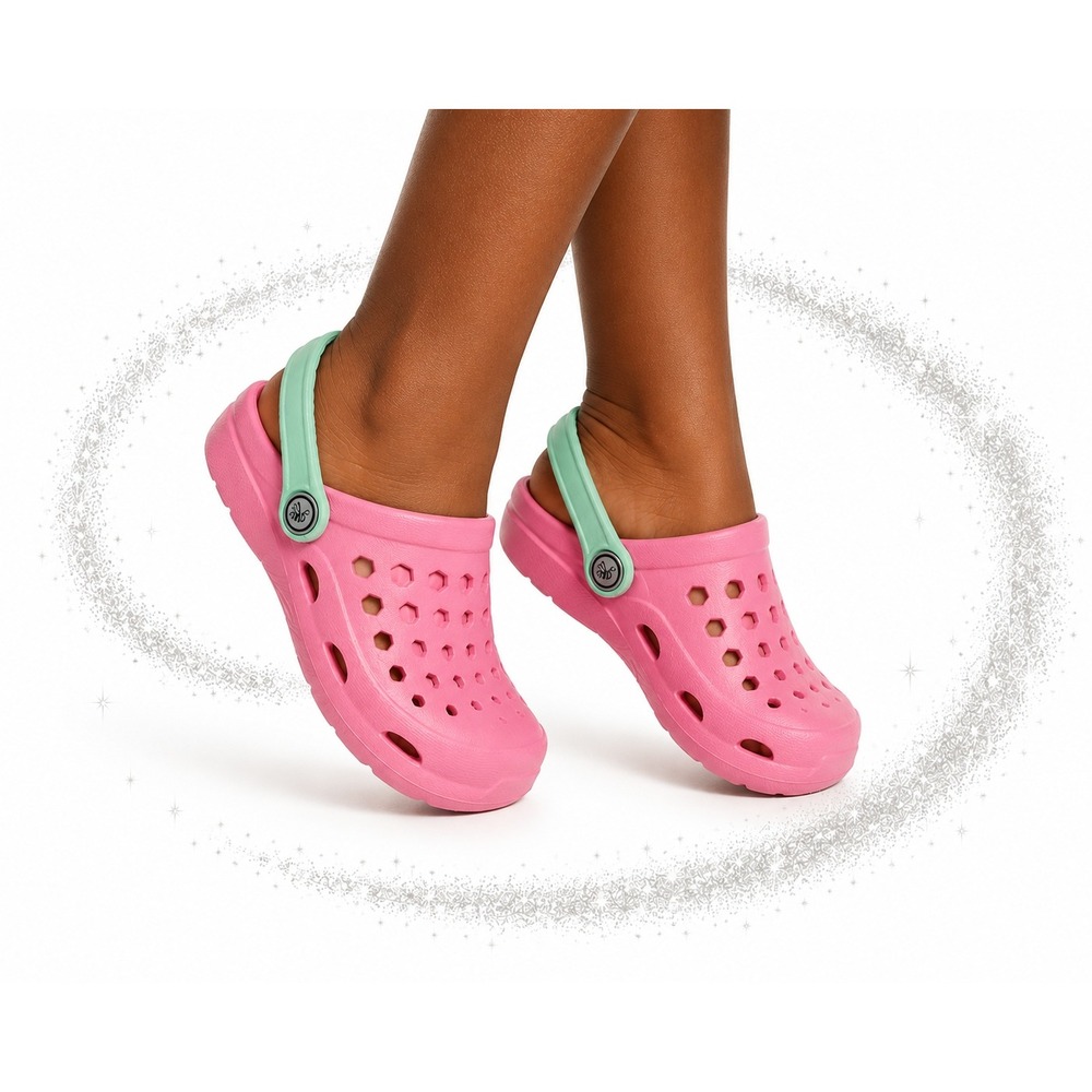 Joybees Toddler Girl Harper Slip-On Clogs Pink/Mint 8-9T NWT